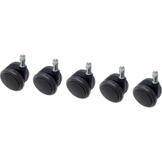 Castor set, pack of 5, for hard floors, black.
