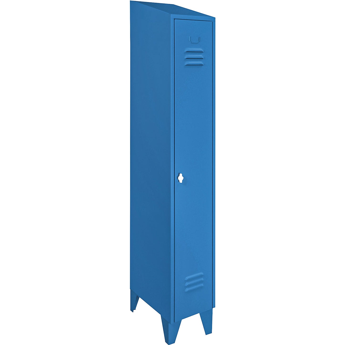 Berlin 2 clothes locker, 1 compartment, light blue, width 300 mm, sloping roof shape.