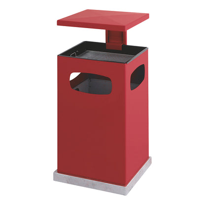 Waste collector with ashtray insert and protective cover, capacity 72 l, WxHxD 500 x 955 x 500 mm, flame red.