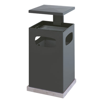 Waste collector with ashtray insert and protective cover, capacity 72 l, WxHxD 500 x 955 x 500 mm, black grey.
