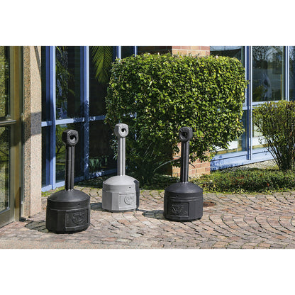 Safety pedestal ashtray, self-extinguishing, capacity 12 l, black.