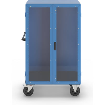 Cupboard trolley, hinged doors made of Makrolon®, without shelves.