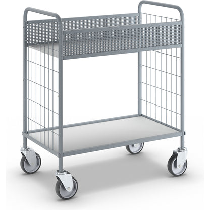Office shelf trolley, max. load 150 kg, shelf LxW 770 x 425 mm, 2 shelves, shelf heights 240 / 750 mm.