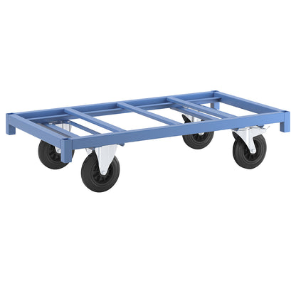 MODULAR platform truck, max. load 500 kg, platform 1300 x 700 mm, 2 swivel castors with wheel stops, 2 fixed castors.