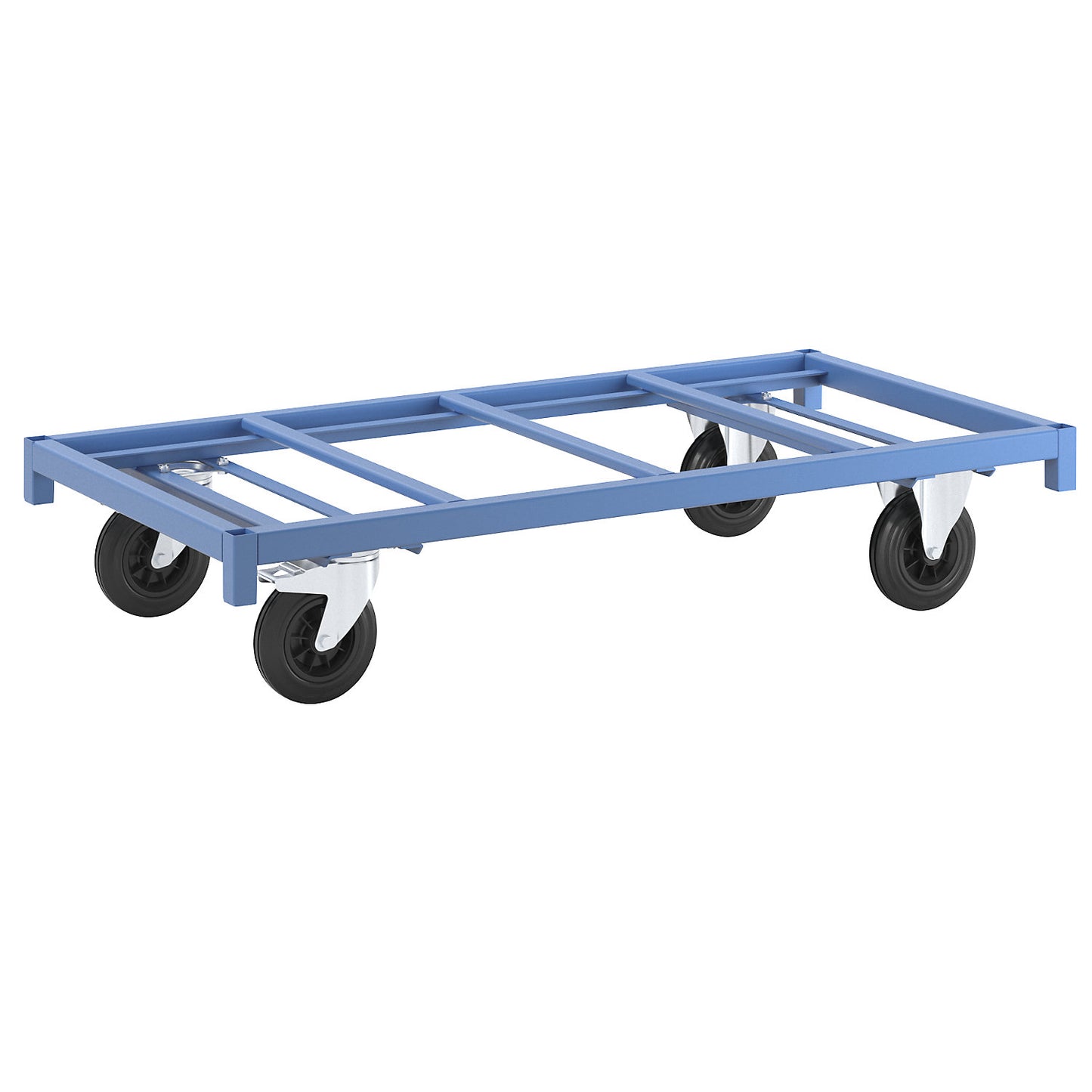 MODULAR platform truck, max. load 500 kg, platform 1550 x 800 mm, 2 swivel castors with wheel stops, 2 fixed castors.