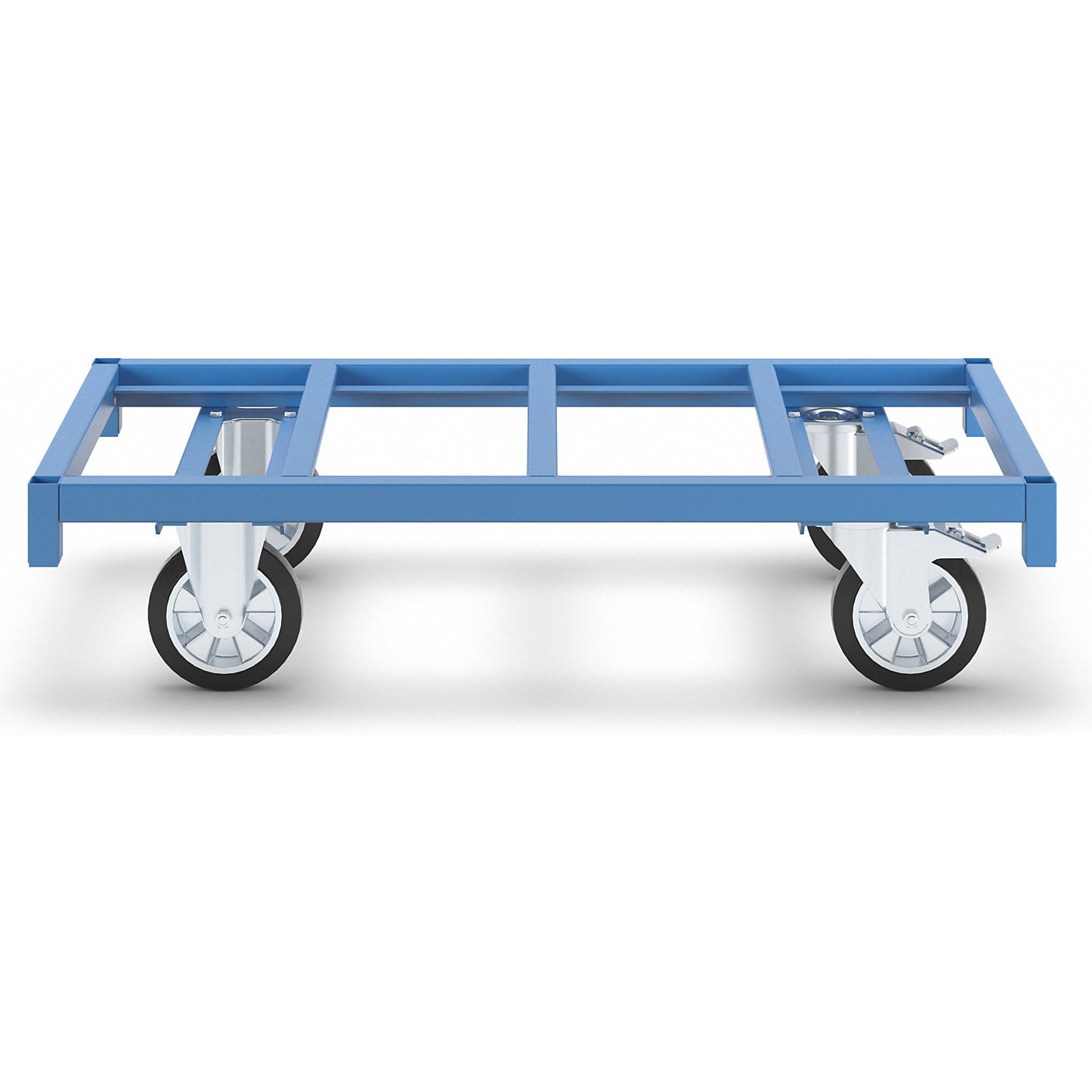 MODULAR platform truck, max. load 1200 kg, platform 1300 x 700 mm, 2 swivel castors with wheel stops, 2 fixed castors.