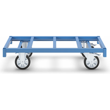 MODULAR platform truck, max. load 1200 kg, platform 1300 x 700 mm, 2 swivel castors with wheel stops, 2 fixed castors.