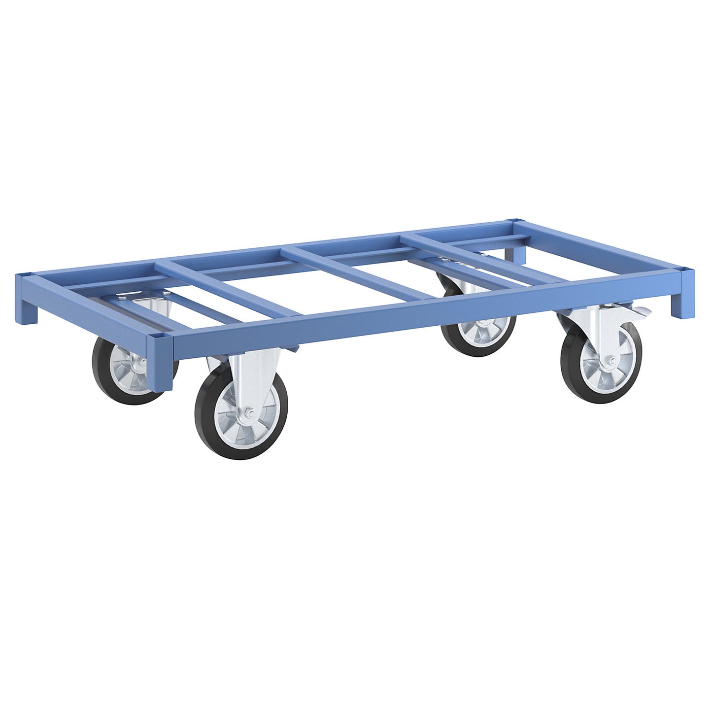 MODULAR platform truck, max. load 1200 kg, platform 1300 x 700 mm, 2 swivel castors with wheel stops, 2 fixed castors.