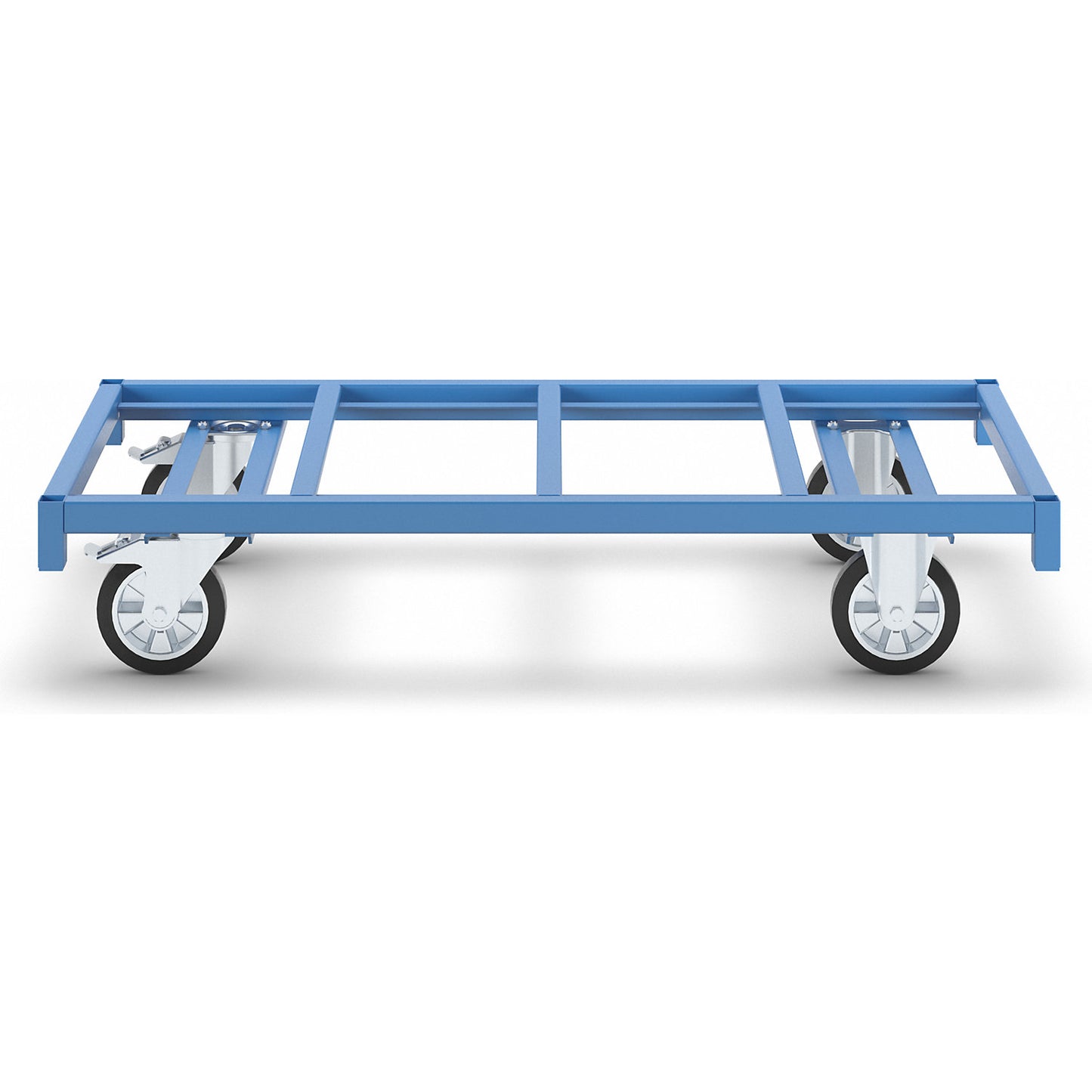 MODULAR platform truck, max. load 1200 kg, platform 1550 x 800 mm, 2 swivel castors with wheel stops, 2 fixed castors.