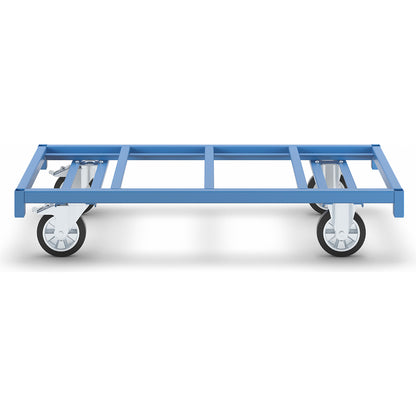 MODULAR platform truck, max. load 1200 kg, platform 1550 x 800 mm, 2 swivel castors with wheel stops, 2 fixed castors.