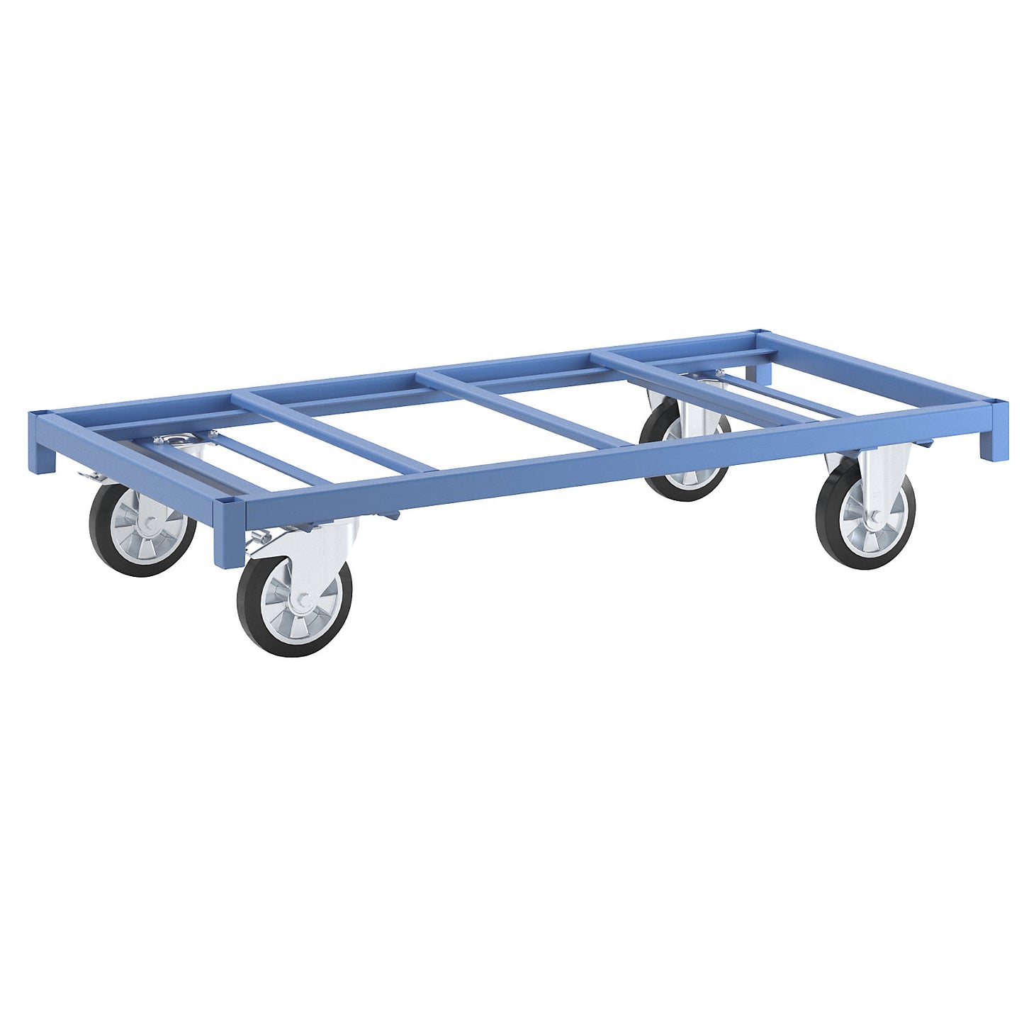 MODULAR platform truck, max. load 1200 kg, platform 1550 x 800 mm, 2 swivel castors with wheel stops, 2 fixed castors.