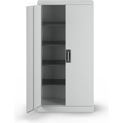 Steel cabinet with double doors, HxWxD 1950 x 1000 x 420 mm, light grey.