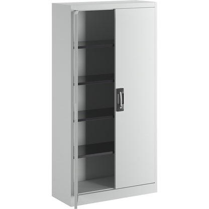 Steel cabinet with double doors, HxWxD 1950 x 1000 x 420 mm, light grey.
