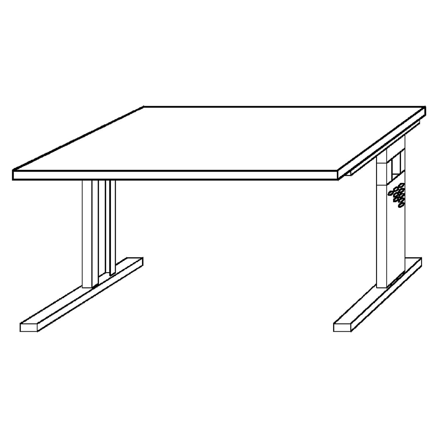Desk with C-foot frame, height adjustable 680 - 760 mm, depth 800 mm, width 1800 mm, white.