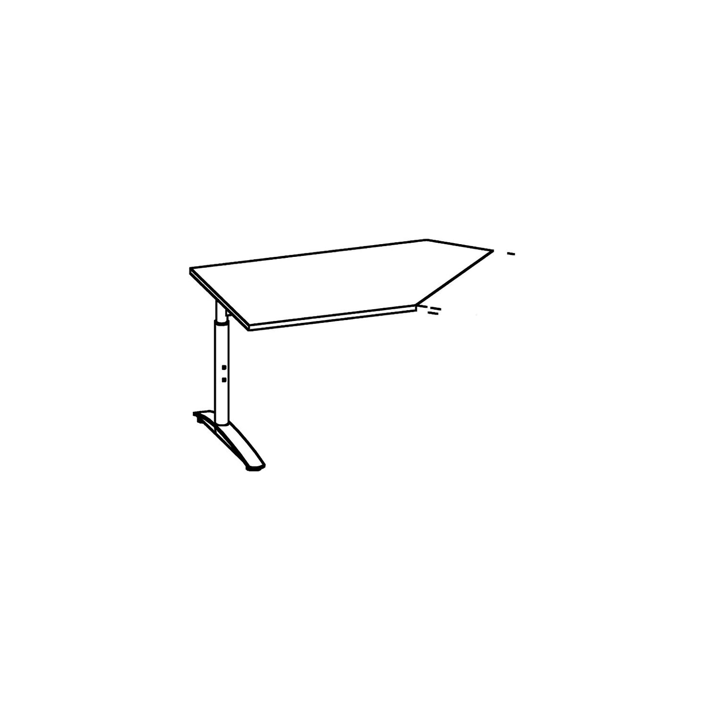 HANNA - Add-on table, height adjustable from 650 - 850 mm, 45°, for left side extension, maple finish.