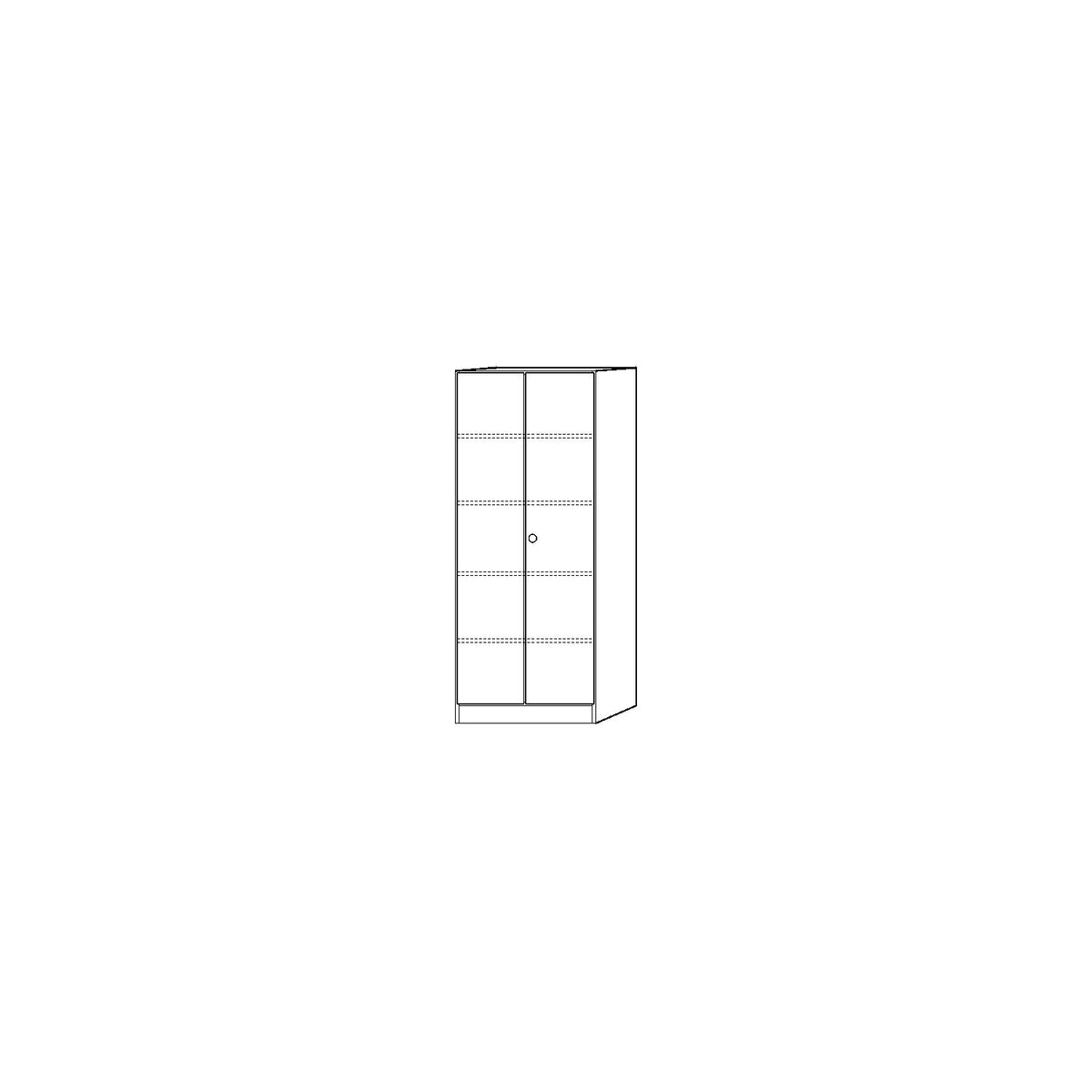 Filing cupboard, 4 shelves, HxWxD 2004 x 800 x 420 mm, light grey.