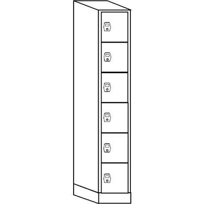 Stuttgart 6-fold compartment locker, 1 compartment, W 300 mm, light grey / light grey.