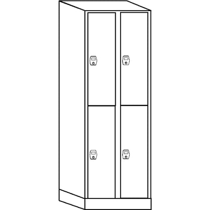 Stuttgart double deck clothes locker, 2 compartments, W 600 mm, light grey / pigeon blue.