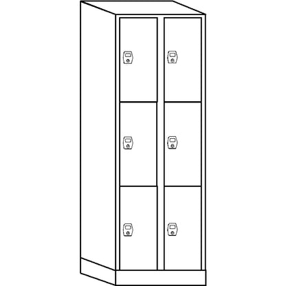 Stuttgart 3-fold compartment locker, 2 compartments, W 600 mm, charcoal / light grey.