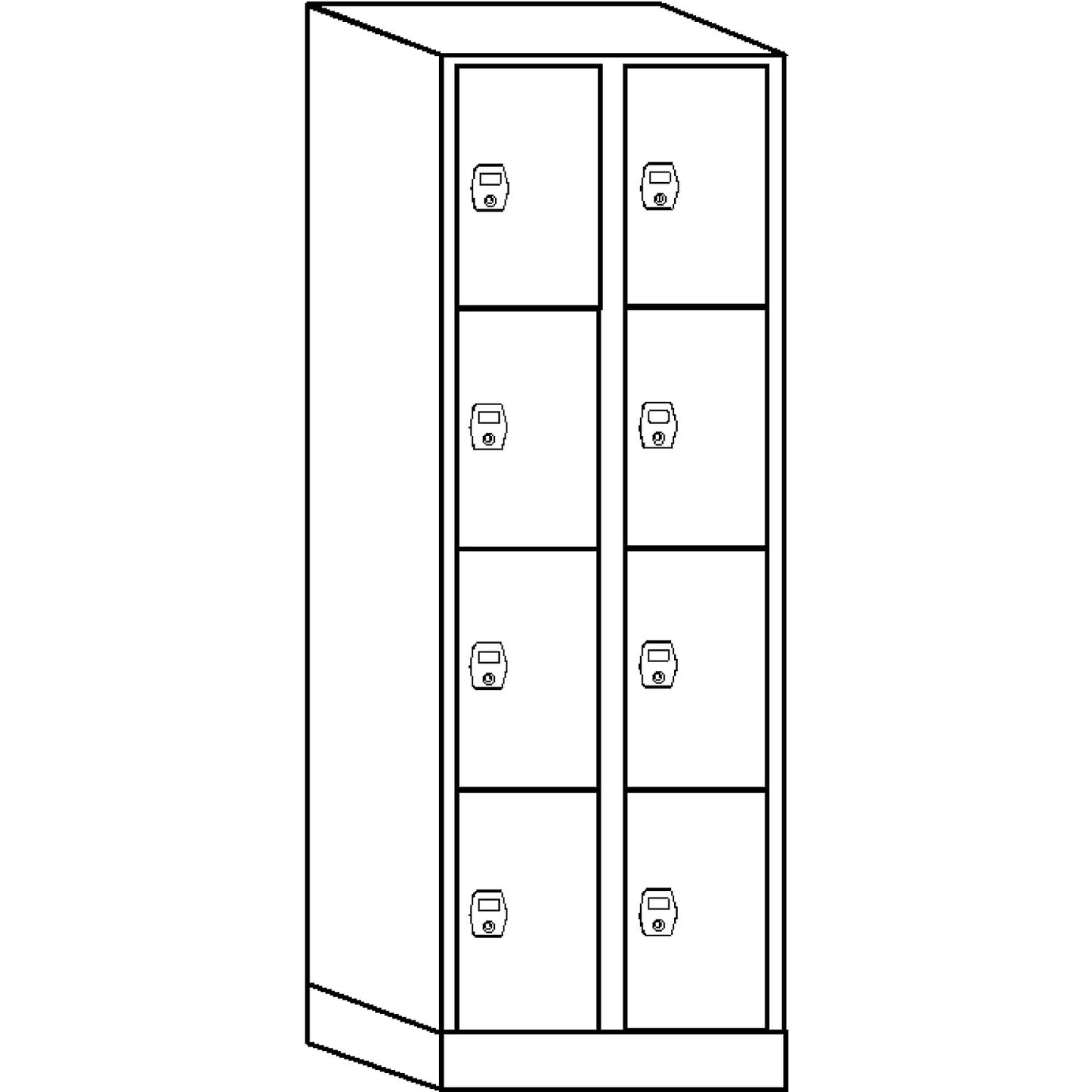 Stuttgart 4-fold compartment locker, 2 compartments, W 600 mm, charcoal / light grey.