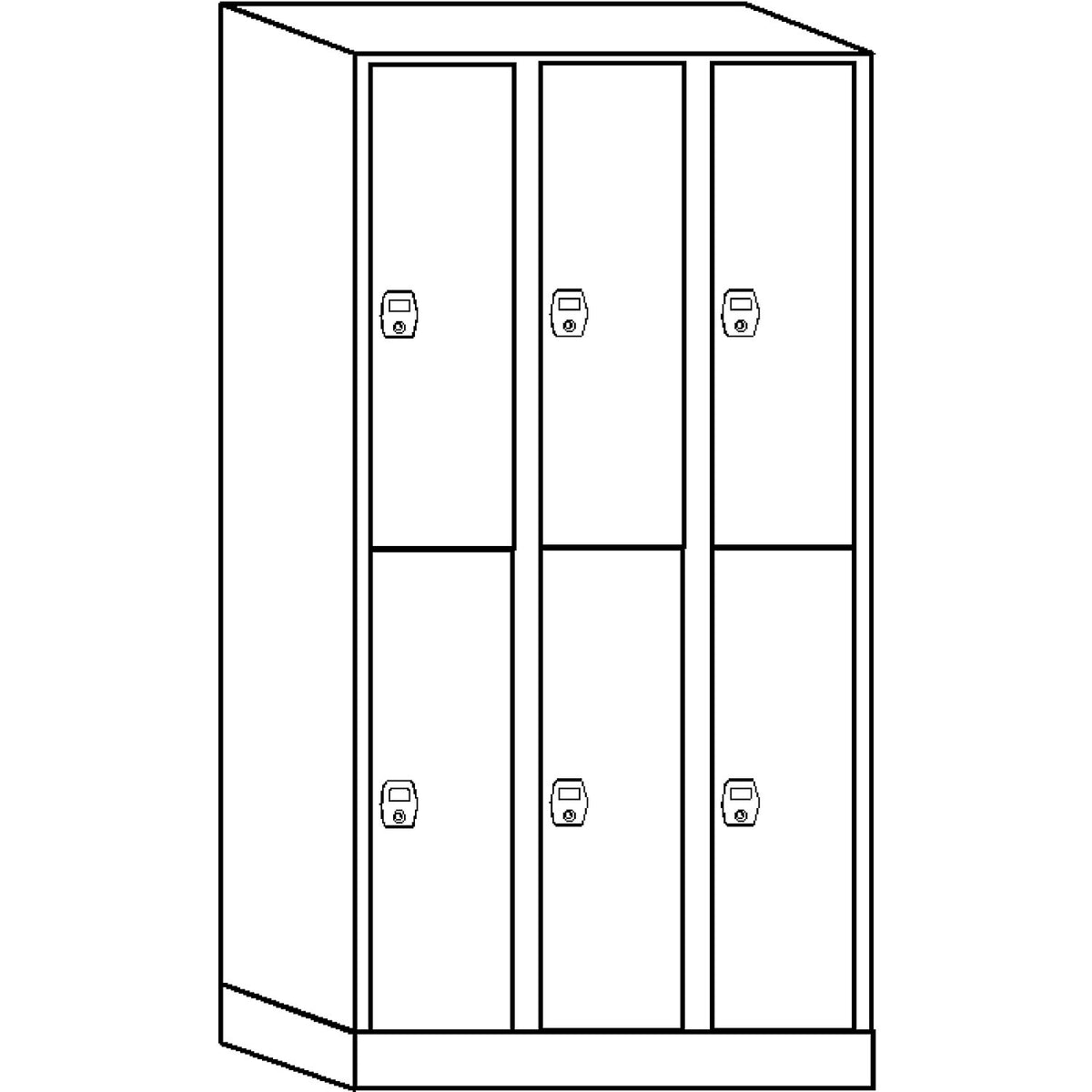 Stuttgart double deck clothes locker, 3 compartments, W 900 mm, light grey / anthracite grey.