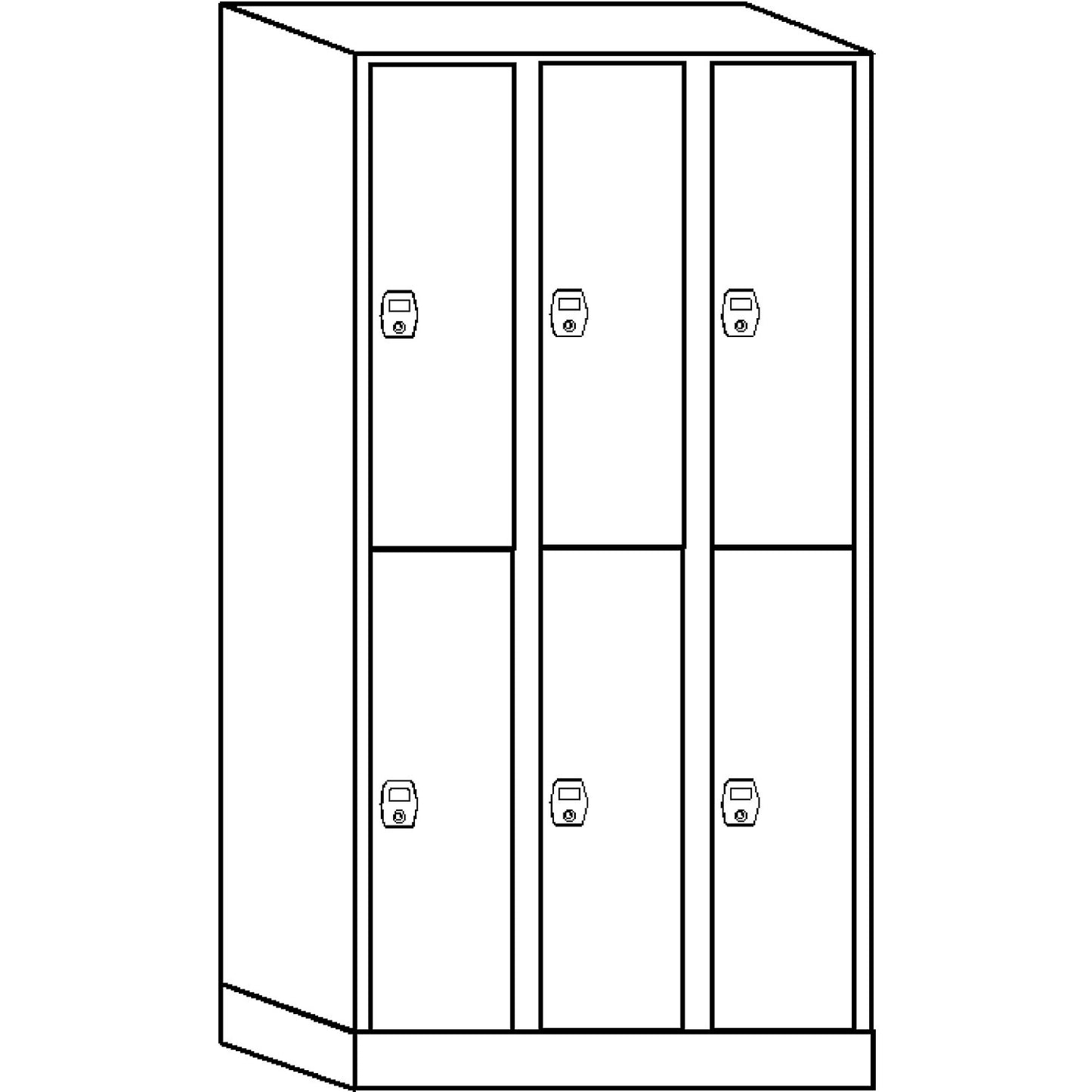 Stuttgart double deck clothes locker, 3 compartments, W 900 mm, light grey / light grey.