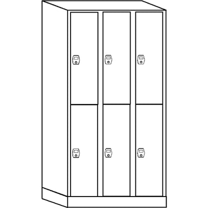 Stuttgart double deck clothes locker, 3 compartments, W 900 mm, light grey / light grey.