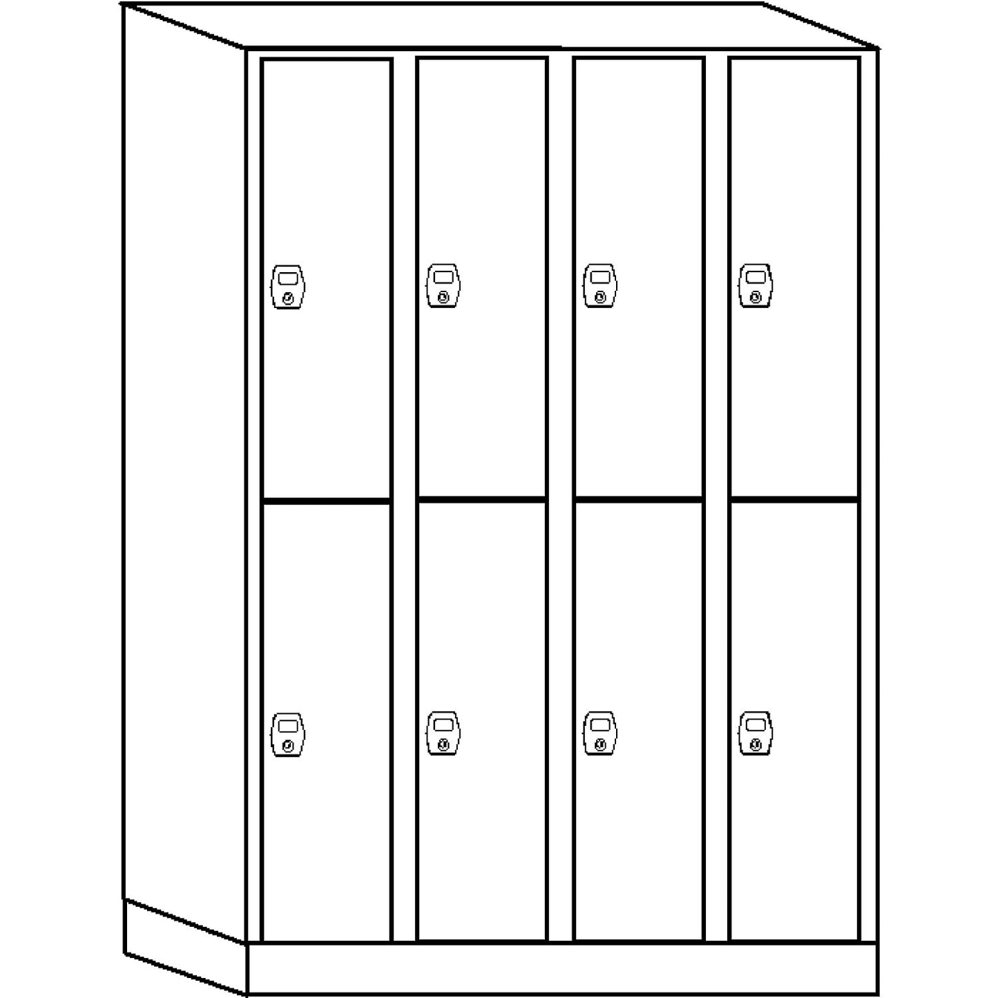 Stuttgart double deck clothes locker, 4 compartments, W 1200 mm, light grey / flame red.