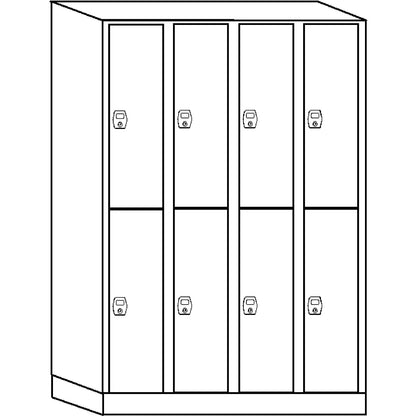 Stuttgart double deck clothes locker, 4 compartments, W 1200 mm, charcoal / light grey.