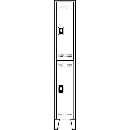 Köln double deck clothes locker, 1 compartment, light grey / flame red, 400 mm.