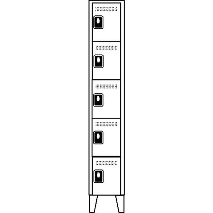 Köln 5-fold compartment locker, 1 compartment, light grey, 400 mm.