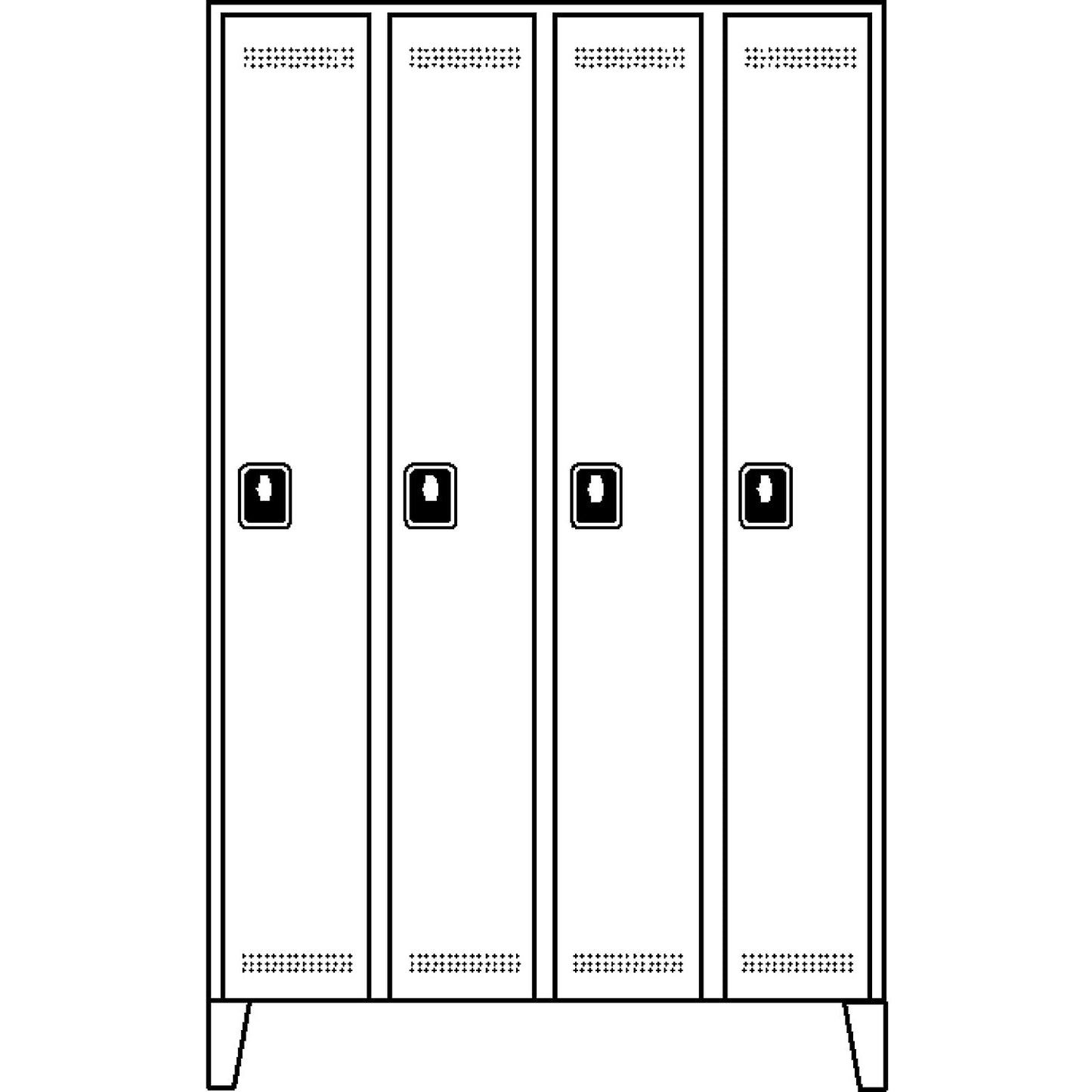 Köln clothes locker, 4 compartments, light grey / flame red, 1200 mm.