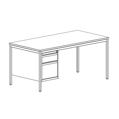 Foreman's desk, light grey, drawers 1 x 140 mm, 1 x 280 mm, WxD 1400 x 800 mm.