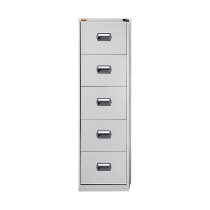 Suspension file cabinet, 1-track, 5 drawers, light grey.