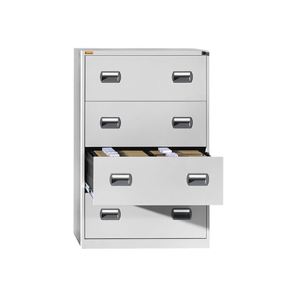 Suspension file cabinet, 2-track, 4 drawers, light grey.