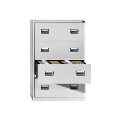 Suspension file cabinet, 2-track, 4 drawers, light grey.