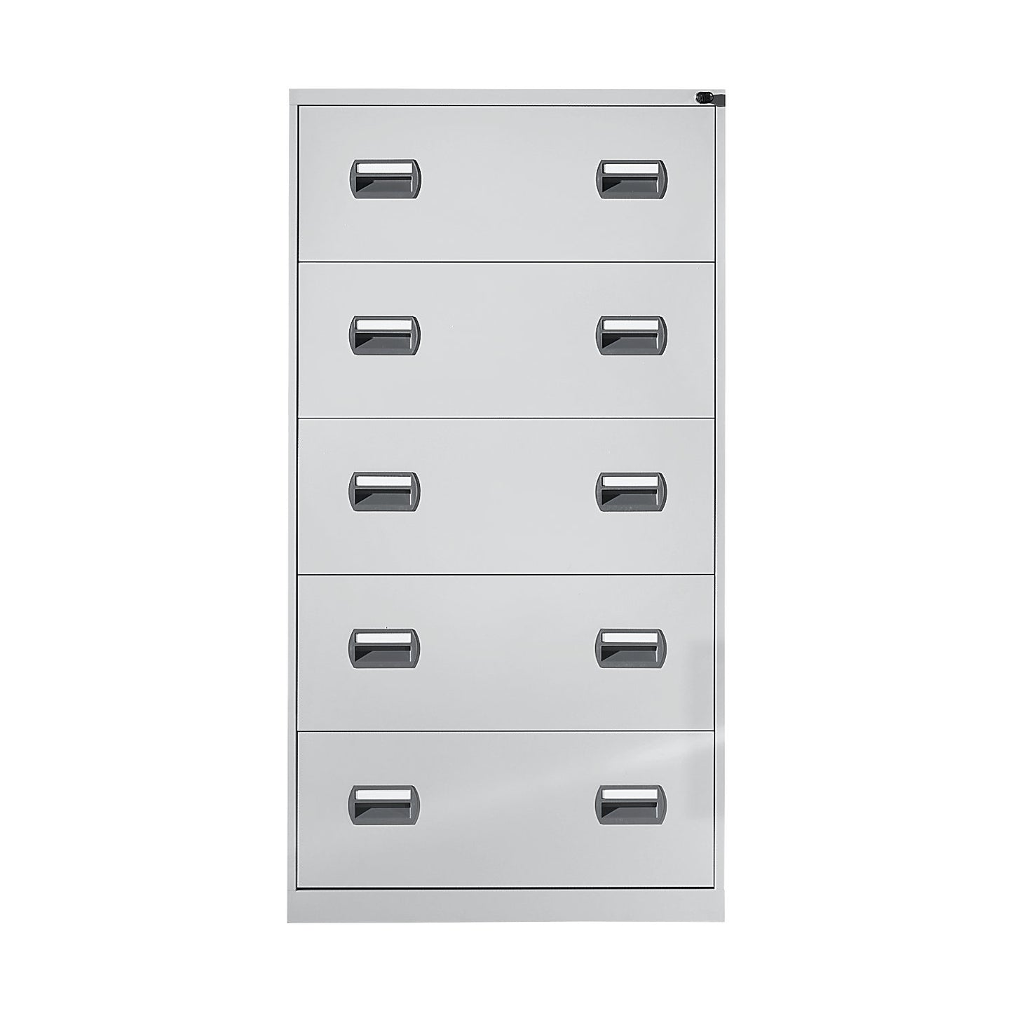 Suspension file cabinet, 2-track, 5 drawers, light grey.