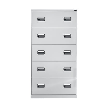 Suspension file cabinet, 2-track, 5 drawers, light grey.