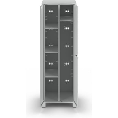 Bremen multi-purpose/cloakroom locker, centre partition, clothes rail, light grey, width 600 mm.