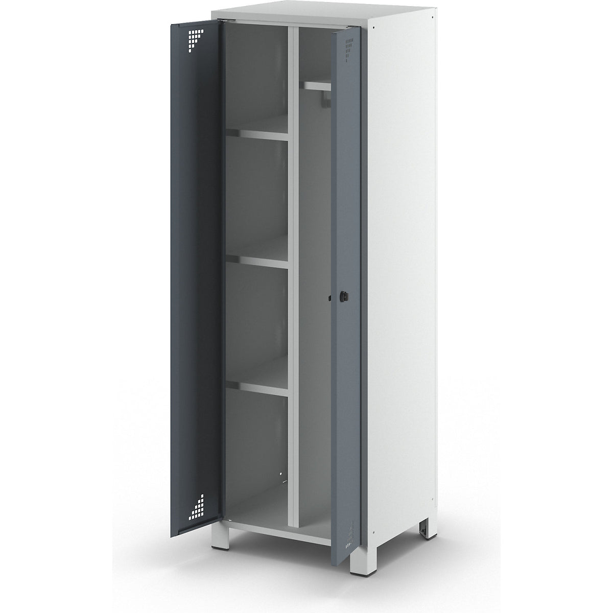 Bremen multi-purpose/cloakroom locker, centre partition, clothes rail, light grey / charcoal, width 600 mm.