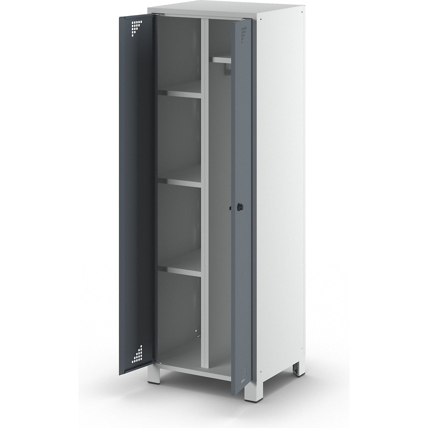 Bremen multi-purpose/cloakroom locker, centre partition, clothes rail, light grey / charcoal, width 600 mm.