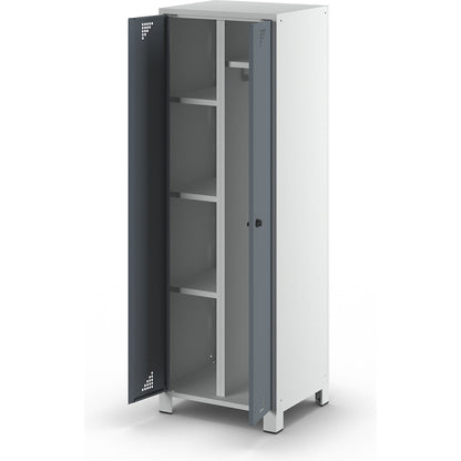 Bremen multi-purpose/cloakroom locker, centre partition, clothes rail, light grey / charcoal, width 600 mm.