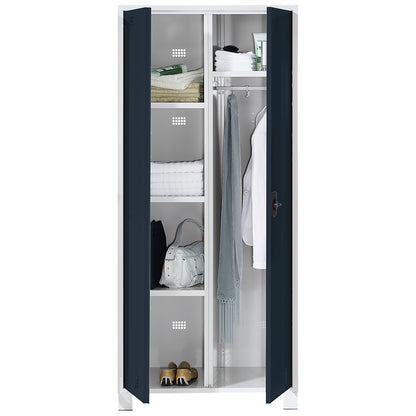 Bremen multi-purpose/cloakroom locker, centre partition, clothes rail, light grey / charcoal, width 600 mm.