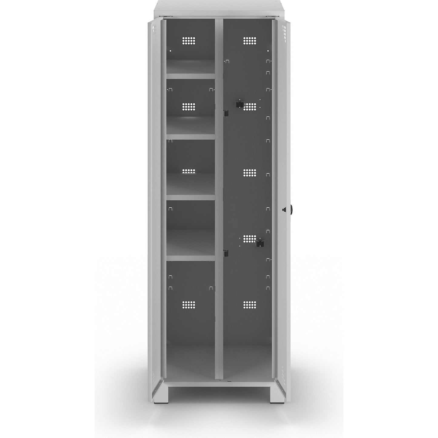 Bremen multi-purpose/cloakroom locker, centre partition, clamp, light grey, width 600 mm.