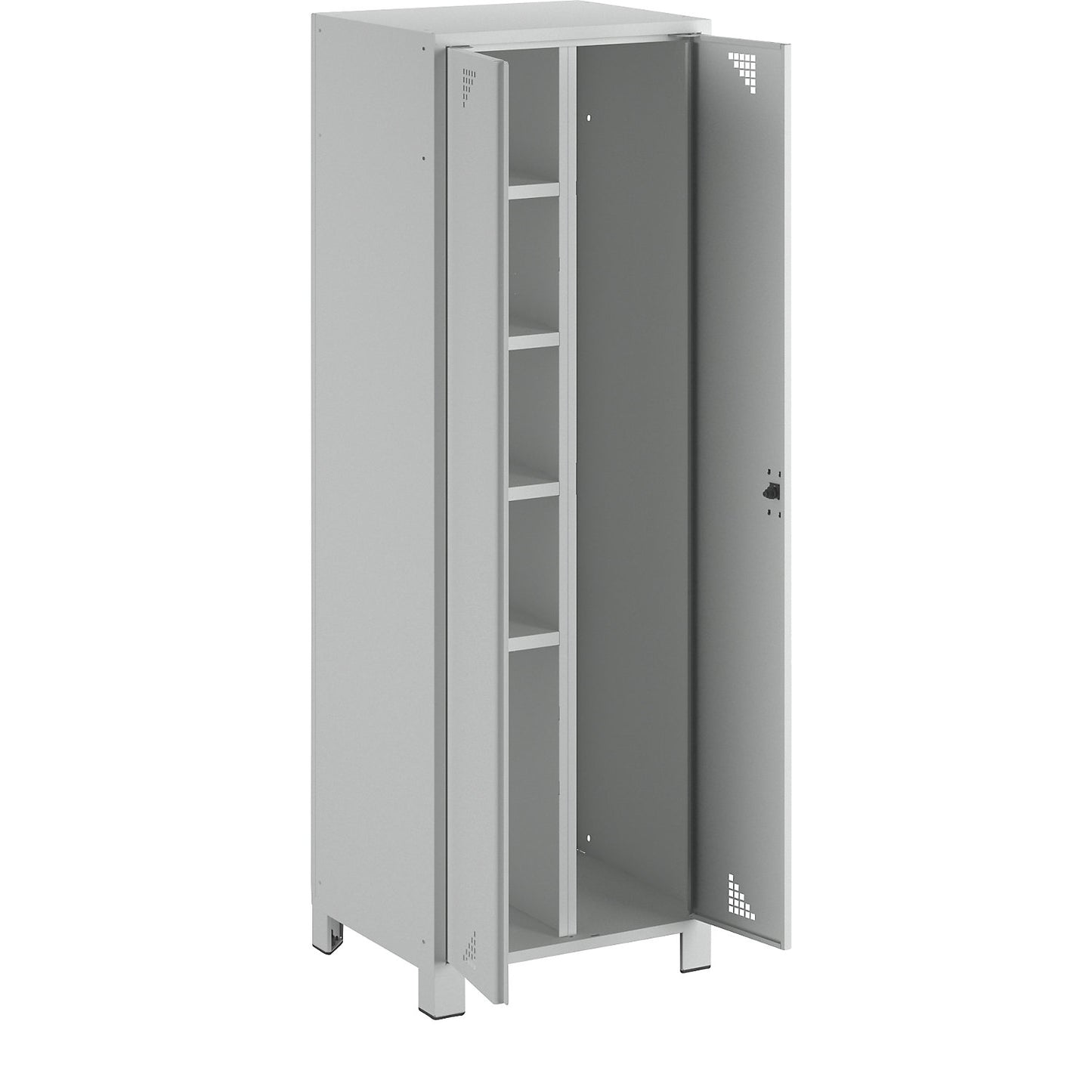 Bremen multi-purpose/cloakroom locker, centre partition, clamp, light grey, width 600 mm.