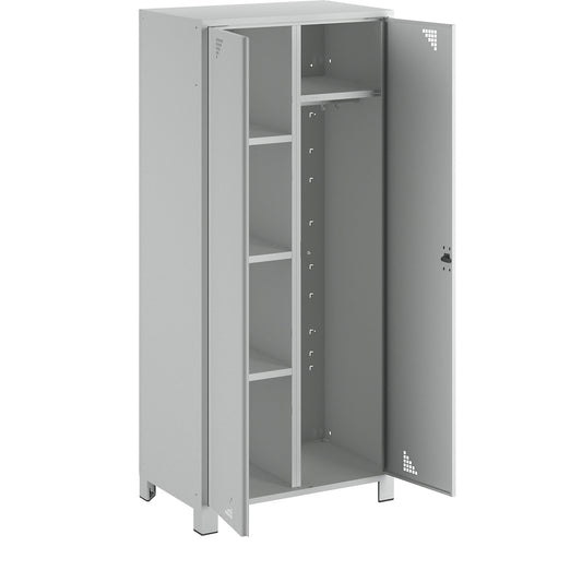Bremen multi-purpose/cloakroom locker, centre partition, clothes rail, light grey, width 800 mm.
