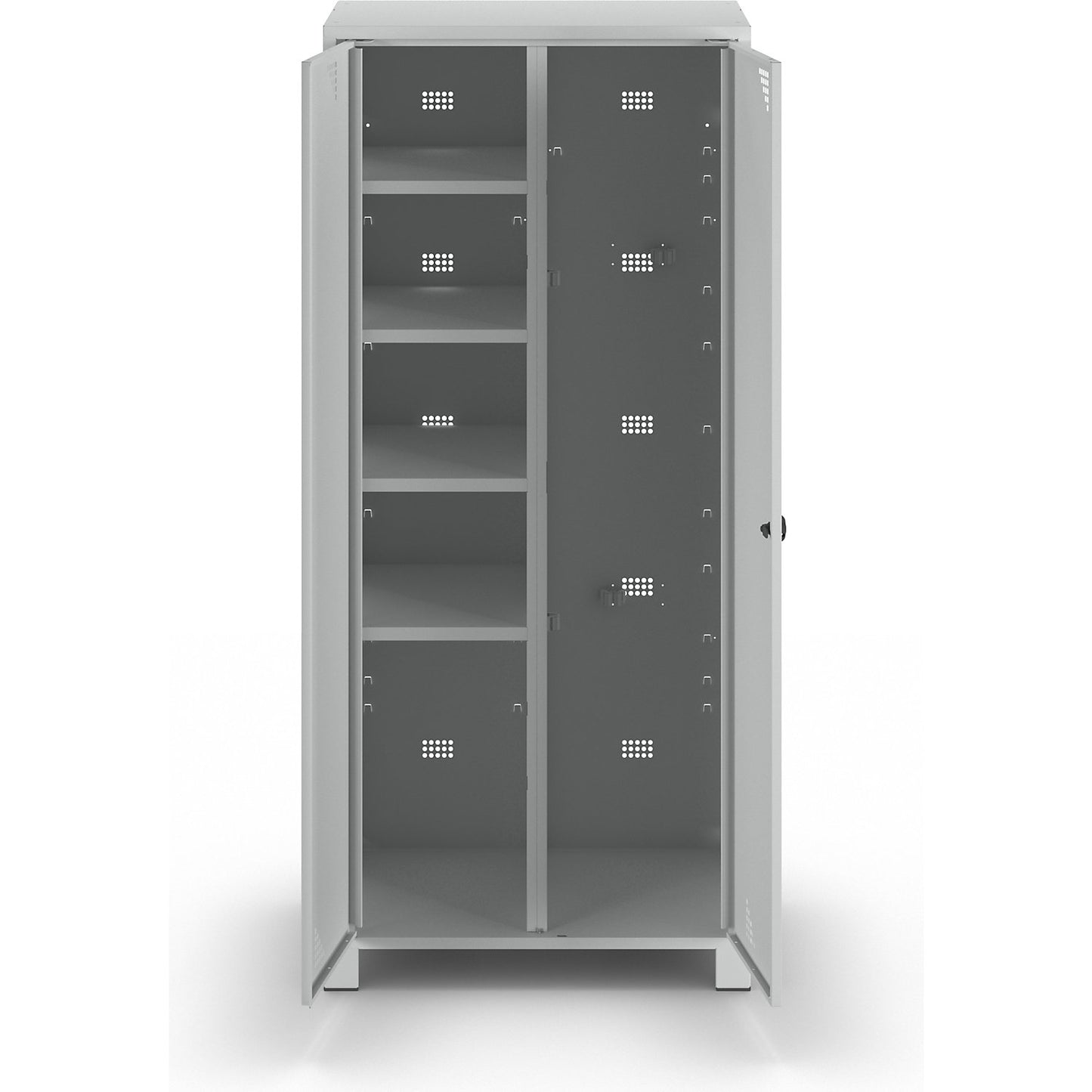 Bremen multi-purpose/cloakroom locker, centre partition, clamp, light grey, width 800 mm.