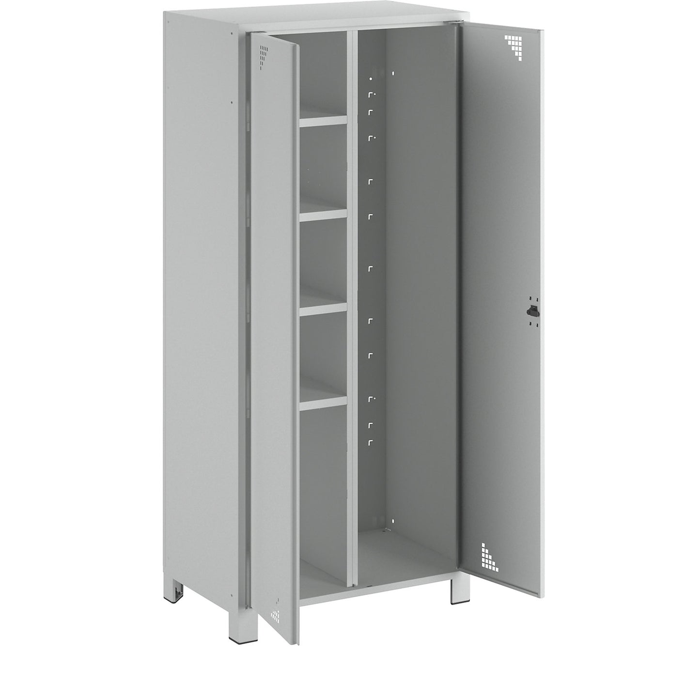 Bremen multi-purpose/cloakroom locker, centre partition, clamp, light grey, width 800 mm.