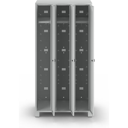 Bremen locker, 3 compartments, light grey, width 900 mm.