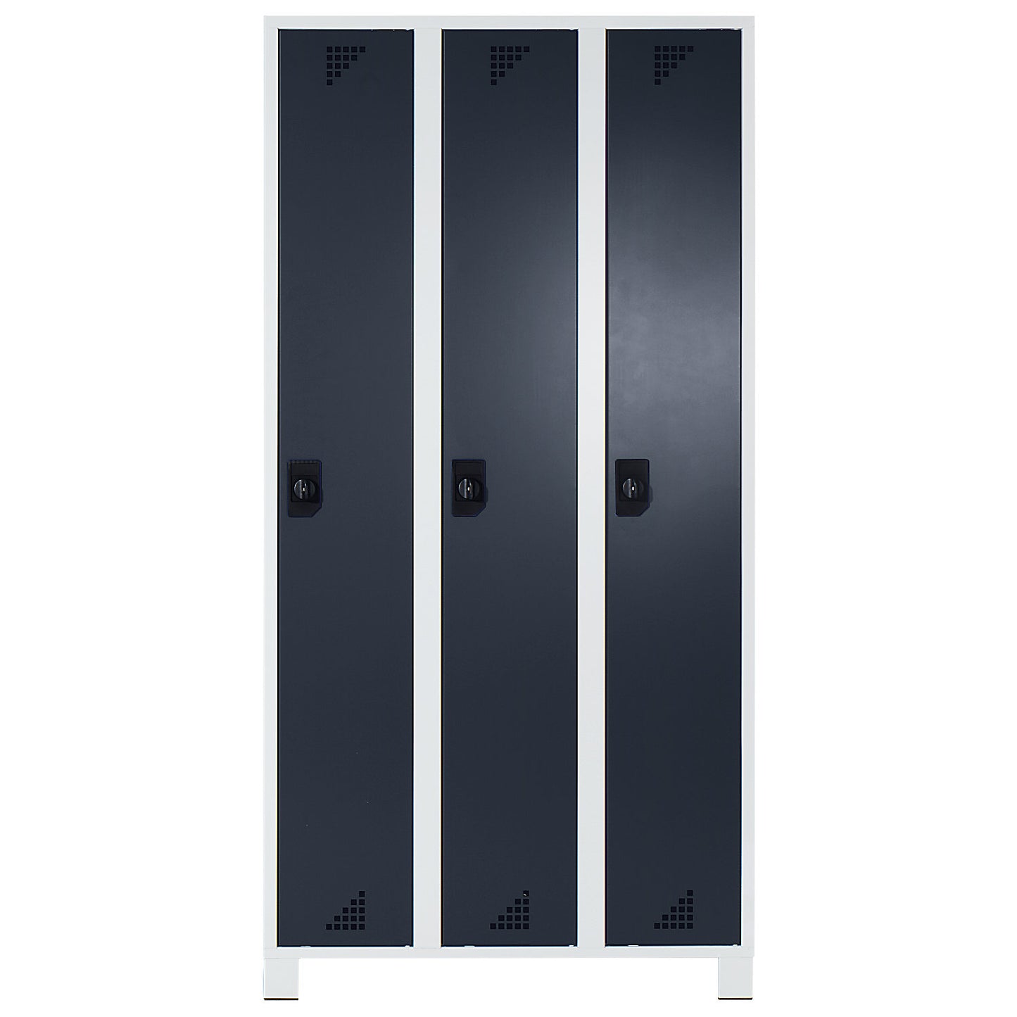 Bremen locker, 3 compartments, light grey / charcoal, width 900 mm.
